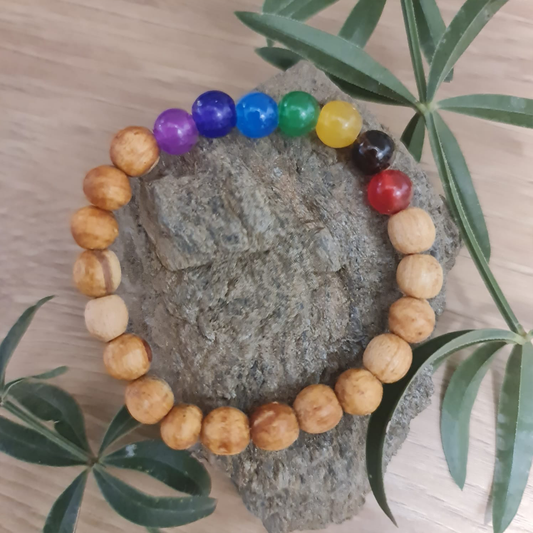 PULSERA DE LOS 7 CHACKRAS CON PALO SANTO