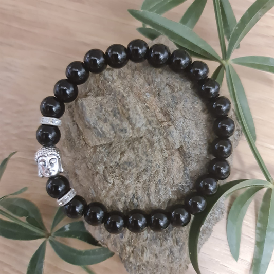 PULSERA DE TURMALINA NEGRA CON CABEZA DE BUDA