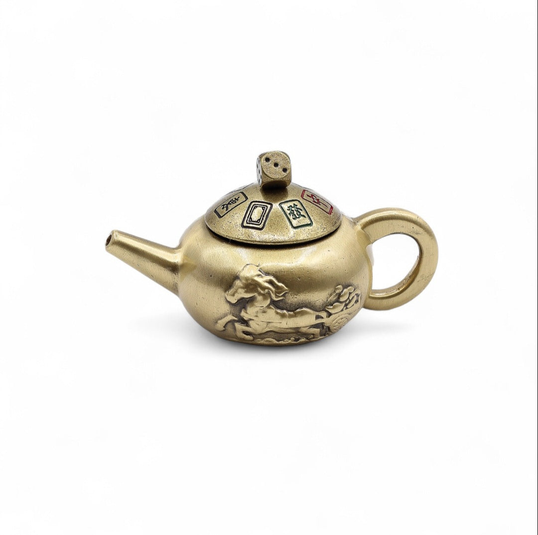 AMULETO - FORTUNA DE FENG SHUI - TETERA DE LA SUERTE CON GIRO DE DADOS