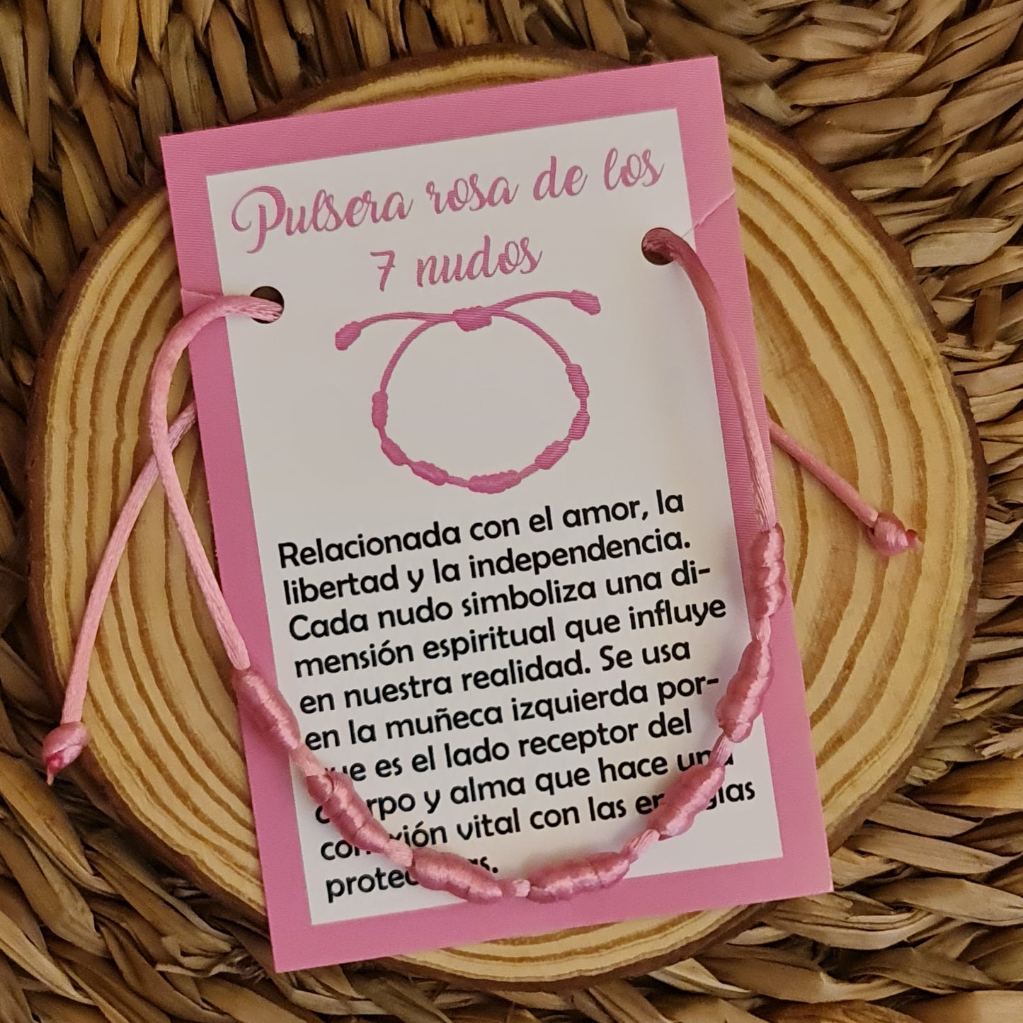 PULSERA ROSA DE LOS 7 NUDOS